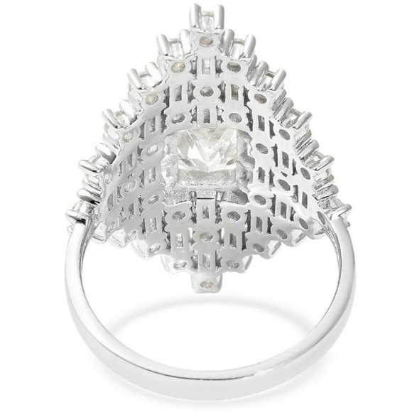 NWT Lustro Stella White Cubic Zirconia Ring in Platinum over Sterling Silver - Picture 10 of 12